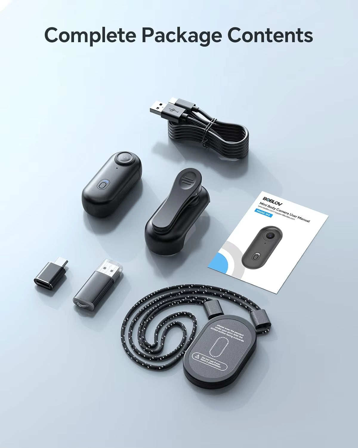 W4 2K Mini Body Camera - 64GB, 360° Rotatable Clip, Magnetic Clip & 800mAh Battery - Perfect for Outdoor Recording!