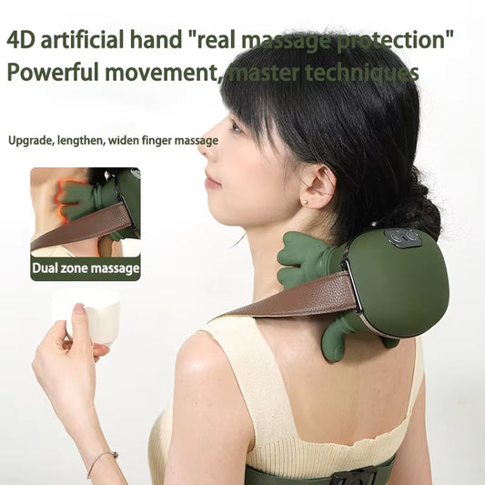 New Version of High-Capacity Battery Shoulder and Neck Massager, Full Body Relaxation Rechargeable Portable Multifunctional