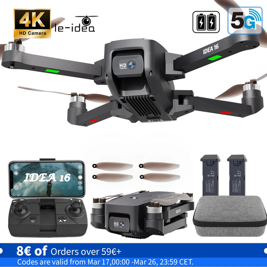 Next-Gen IDEA16 4K Dual Camera Drone - 5G WiFi, 2 Batteries & Brushless Motor - Perfect for All Ages!