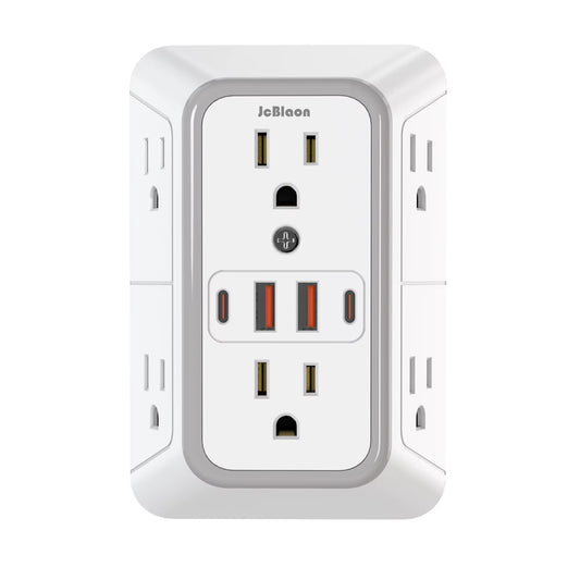 US Plug Power Strip with 6 AC Outlets 4 USB Port(2 Type C), Multi Socket Wall Socket Universal Network Filter Fast Charging