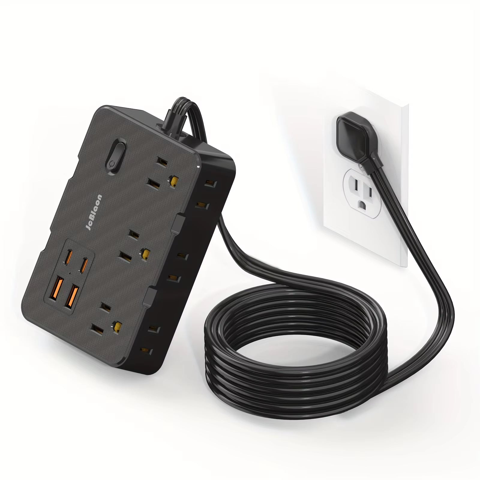 10-IN-1 Surge Protector with 6 Outlets Extender 4 USB Ports, 5Ft Power Strip, Power Adapter for Home Office School Travel Room