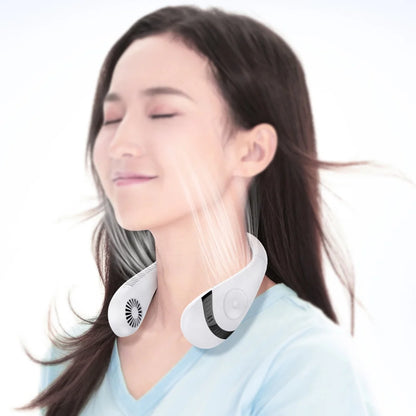 Portable Bladeless Neck Fan, Folding Neck Fan with 5000Mah Battery, Folding Neck Fan, 3 Speeds, White No Digital