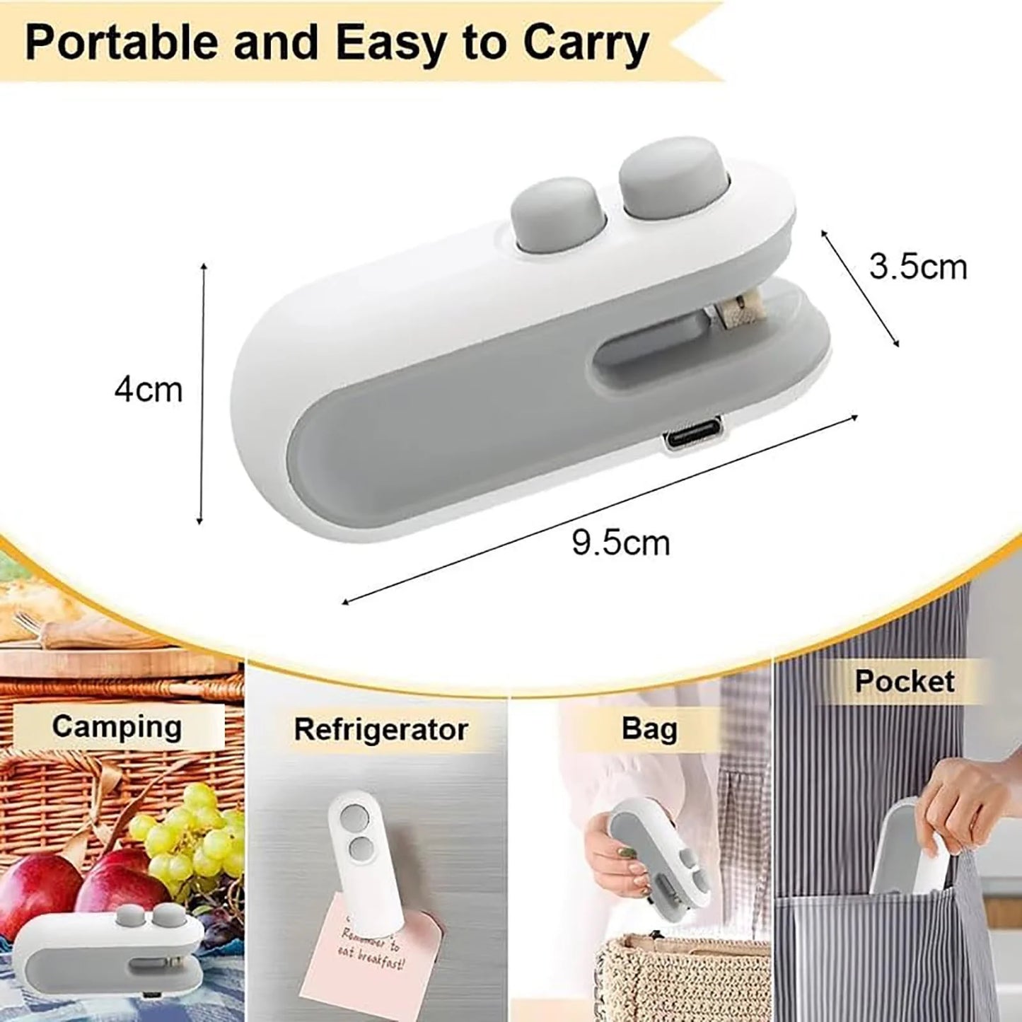 Mini Bag Sealer 2024 New 2 in 1 Usb Rechargeable Chip Bag Sealer Heat Seal Portable Handheld Rechargeable Vacuum Food Sealer Bag Sealing Machine for Snacks Chips Fresh Storage