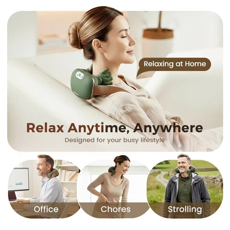 New Version of High-Capacity Battery Shoulder and Neck Massager, Full Body Relaxation Rechargeable Portable Multifunctional