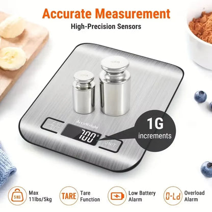 5/10KG Digital Kitchen Scale Stainless Steel Portable Kitchen Food Scale LED Display Electronic Jewelry Baking Weight Scales Hot