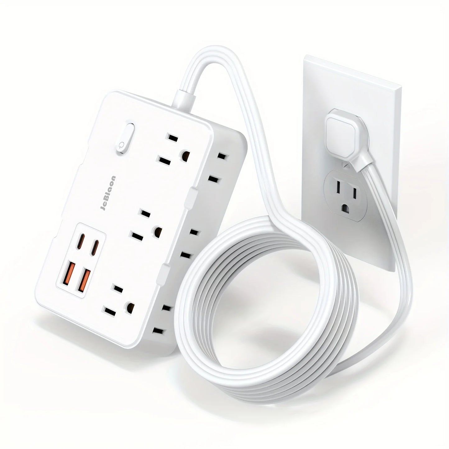 10-IN-1 Surge Protector with 6 Outlets Extender 4 USB Ports, 5Ft Power Strip, Power Adapter for Home Office School Travel Room