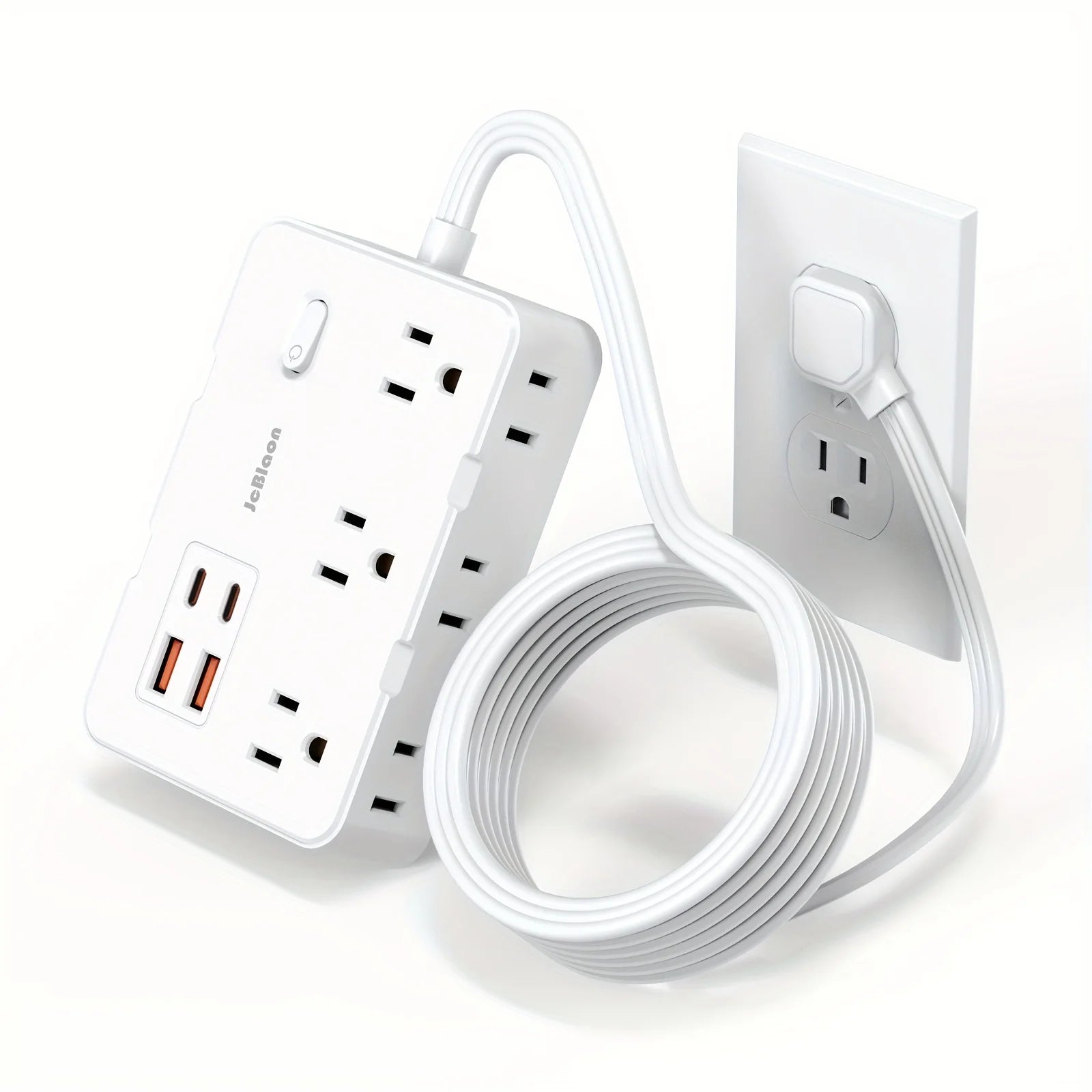 10-IN-1 Surge Protector with 6 Outlets Extender 4 USB Ports, 5Ft Power Strip, Power Adapter for Home Office School Travel Room