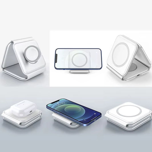 Personalized 15W Magnetic Wireless Charger - 3-in-1 Foldable Charging Station for iPhone Pro & AirPods