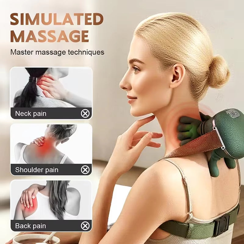 New Version of High-Capacity Battery Shoulder and Neck Massager, Full Body Relaxation Rechargeable Portable Multifunctional