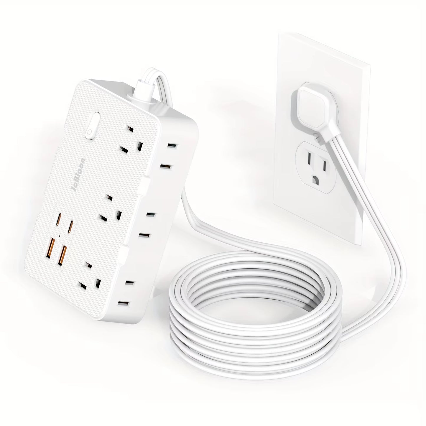 10-IN-1 Surge Protector with 6 Outlets Extender 4 USB Ports, 5Ft Power Strip, Power Adapter for Home Office School Travel Room