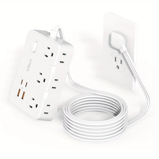 10-IN-1 Surge Protector with 6 Outlets Extender 4 USB Ports, 5Ft Power Strip, Power Adapter for Home Office School Travel Room