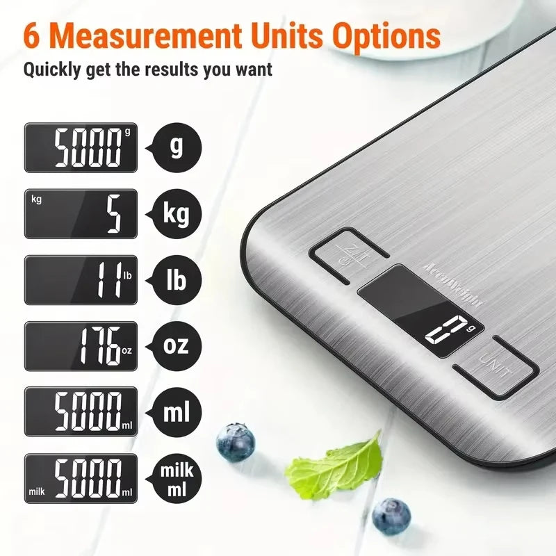 5/10KG Digital Kitchen Scale Stainless Steel Portable Kitchen Food Scale LED Display Electronic Jewelry Baking Weight Scales Hot