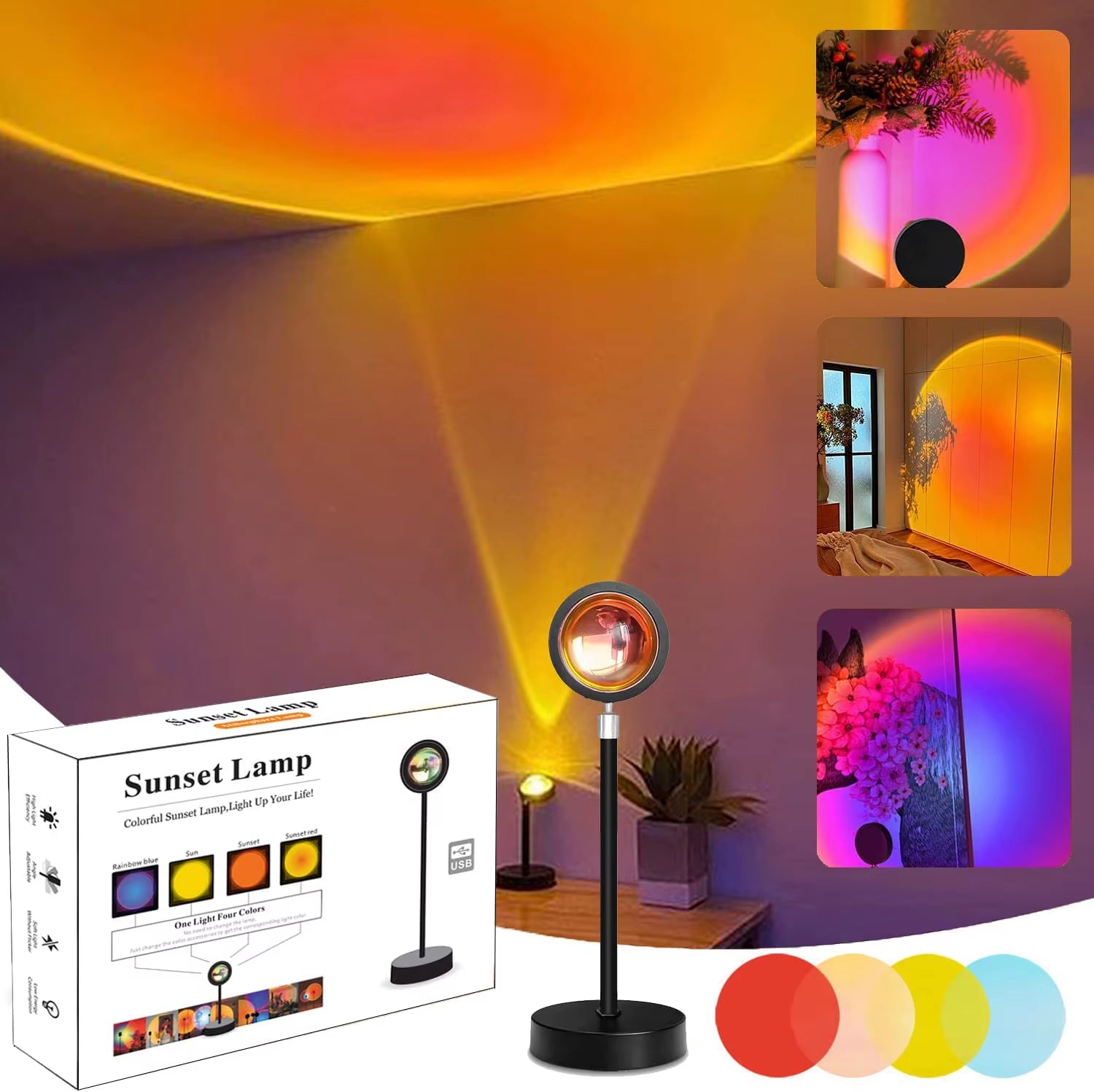 Smart Bluetooth Sunset Projector Lamp App Control Night Light Atmosphere Projection for Home Bedroom Background Wall Decoration