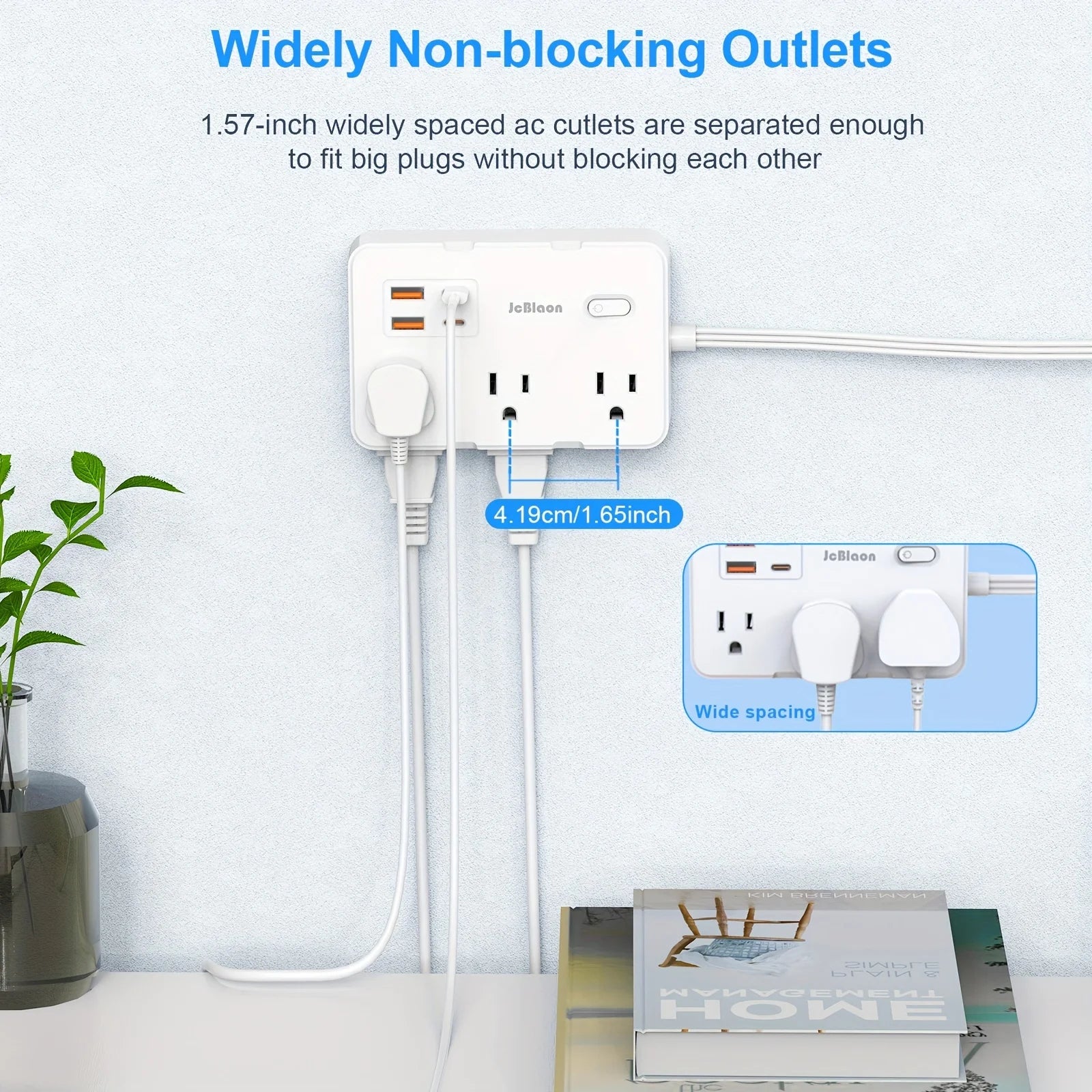 10-IN-1 Surge Protector with 6 Outlets Extender 4 USB Ports, 5Ft Power Strip, Power Adapter for Home Office School Travel Room