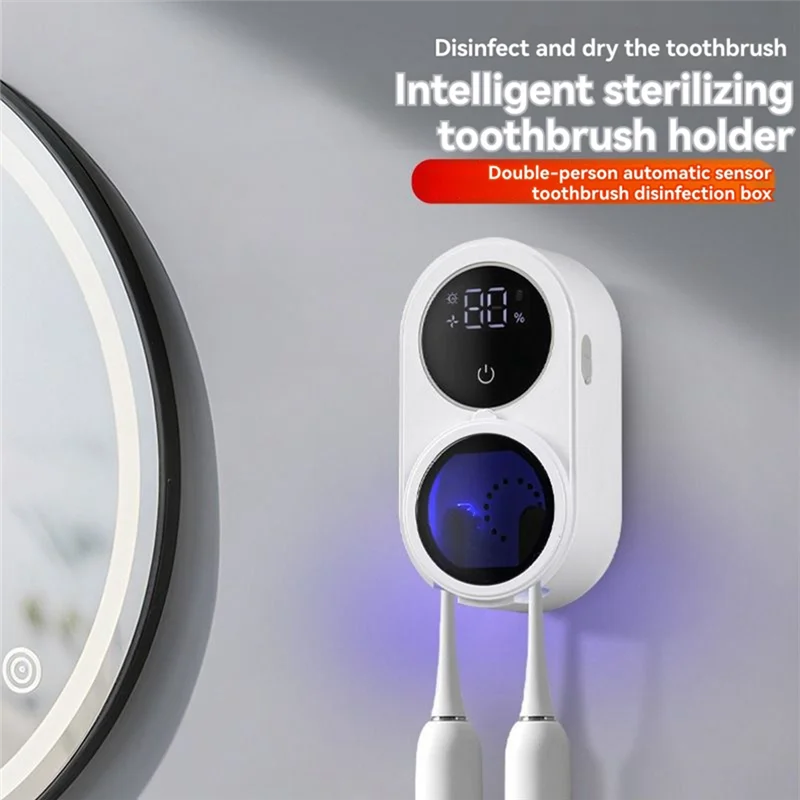 Able-Smart Home Toothbrush Holder Cleaner for Bathroom Light Cleaning Fan Drying Automatic Rotating Cover Wall Mounting