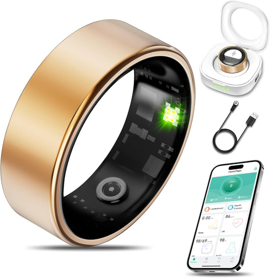 Smart Health Ring for Women Men Fitness Tracker with Heart Rate, Blood Oxygen, Blood Pressure, Sleep Monitoring, Step Counting, IP68 Waterproof for Ios and Android, No Subscription Fee, Rose Gold 8