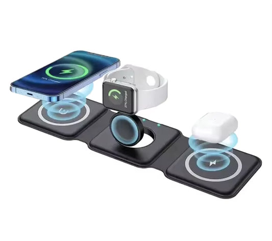 Personalized 15W Magnetic Wireless Charger - 3-in-1 Foldable Charging Station for iPhone Pro & AirPods