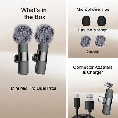 Professional Mini Wireless Lavalier Microphone for iPhone & Android – Perfect Audio Quality on-the-Go!
