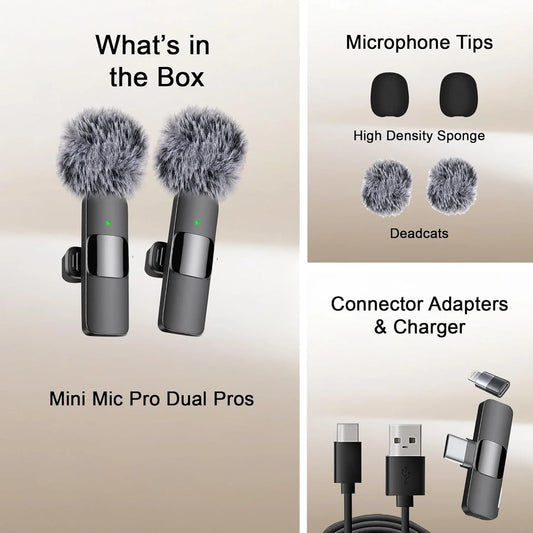 Professional Mini Wireless Lavalier Microphone for iPhone & Android – Perfect Audio Quality on-the-Go!