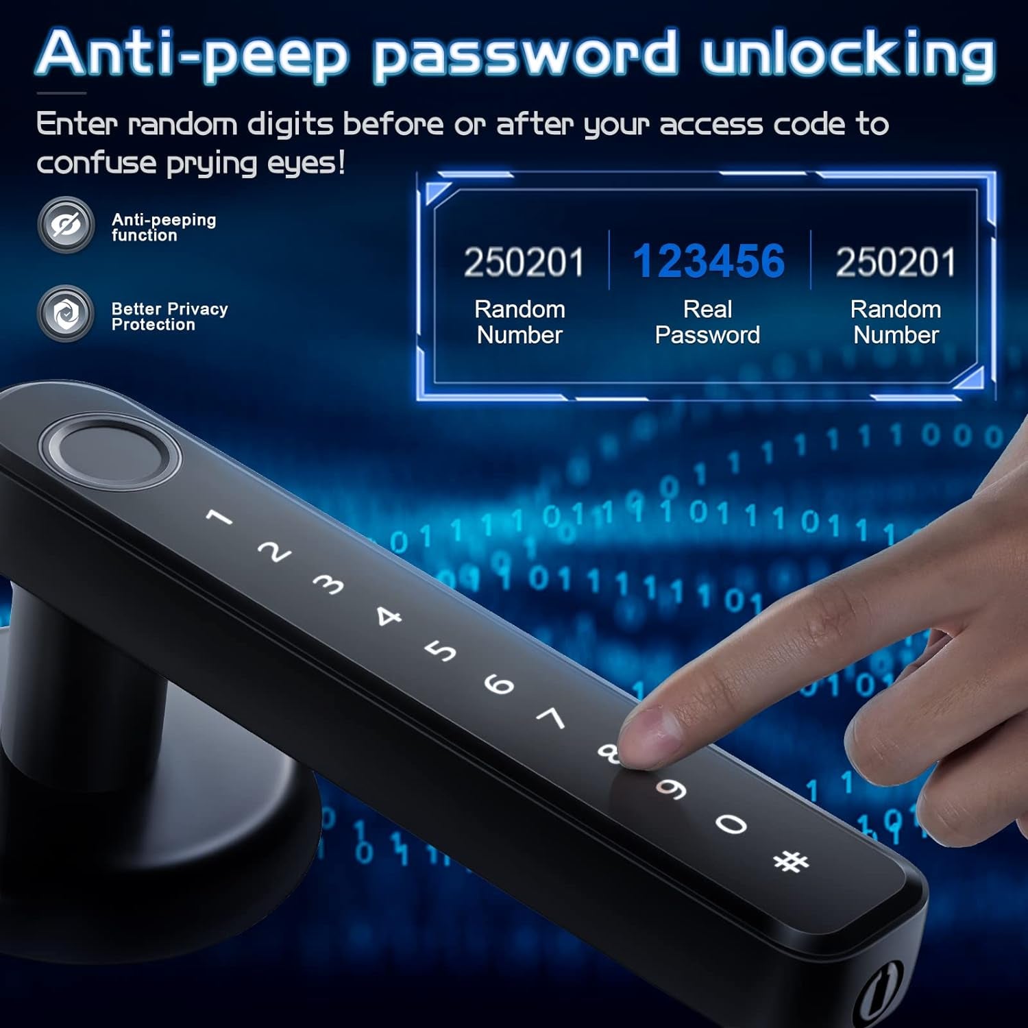 Smart Fingerprint Door Lock - Keyless Entry with App & Backup Options - Ideal for Home, Hotel, Office & More - Sleek Silver Design