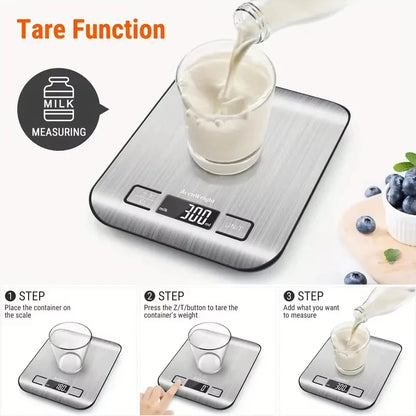5/10KG Digital Kitchen Scale Stainless Steel Portable Kitchen Food Scale LED Display Electronic Jewelry Baking Weight Scales Hot