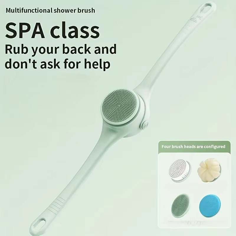 Hot Selling USB Electric Long Handle Silicone Bath Brush Electric Rotating Body Shower Cleaner Brush for Body with 4 Brush Heads