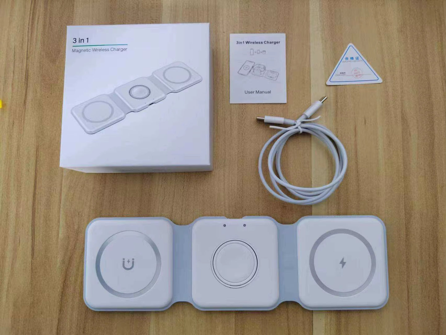 Personalized 15W Magnetic Wireless Charger - 3-in-1 Foldable Charging Station for iPhone Pro & AirPods