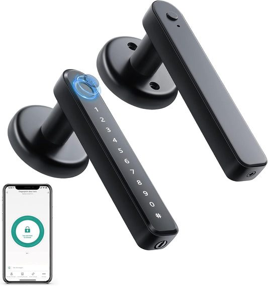 Smart Fingerprint Door Lock - Keyless Entry with App & Backup Options - Ideal for Home, Hotel, Office & More - Sleek Silver Design